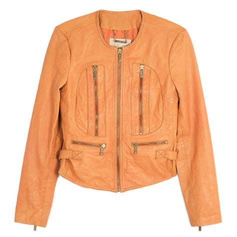 michael kors harvest orange jacket|michael kors leather jacket.